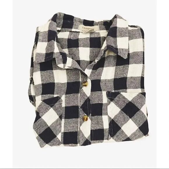 Passport Long Sleeves Cotton Plaid Unisex Long Sleeves Button Down, L - Picture 6 of 6